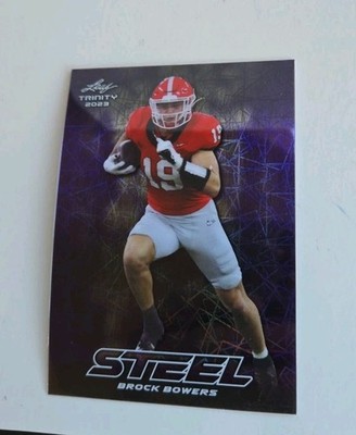 2023 Leaf Trinity Steel S-14 Brock Bowers Purple Laser /49 LV Raiders 