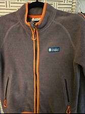 Oaki Kids Fleece Full Zip Jacket Gray/Orange Trim Size 12/13 Outdoor