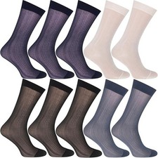 10 Pairs Mens Ultra Thin Dress Socks Silk Sheer Business Socks Soft Nylon Wor...