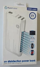 Pure Mobile Disinfection Power Bank 6000mAh With Dual USB Charging, BRAND NEW