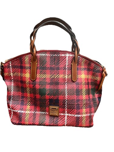 Dooney & Bourke Blakely Red Plaid Tartan Domed Satchel Exc. Cond.