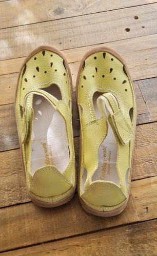 Cushion Walk Size 6E Lime Green Leather Cut Out Rubber Sole Walking Shoe - Picture 2 of 9