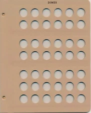 Dansco Extra Page For Collecting US Dime Coins 42 Holes Blank No Dates New