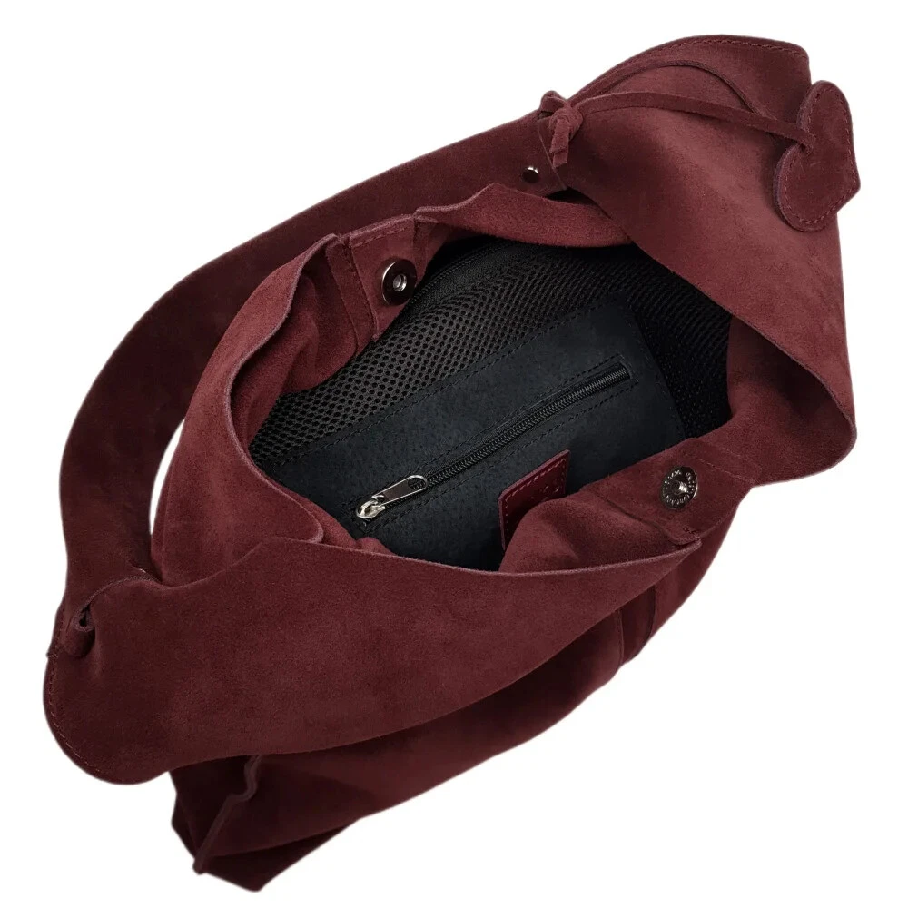 COACH Borsa a mano donna ORIGINALE scamosciata vino rosso bordeaux tracolla hobo bag tote shopper