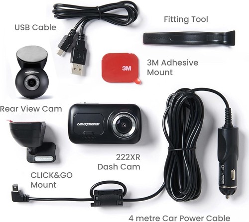 222XR Dash Cam Anteriore e Posteriore Bundle - Registrazione HD Full 1080P/30Fps, 140° 6 Lan - Foto 2 di 9