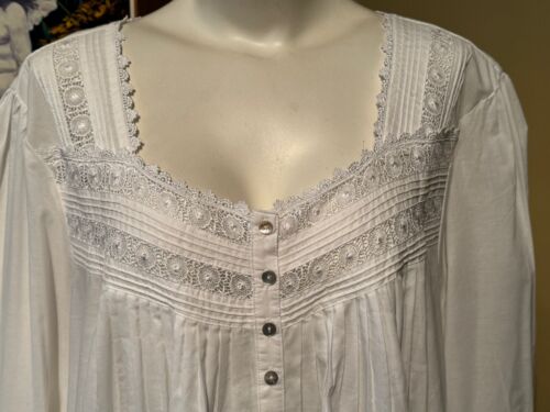 EILEEN WEST COUTURE ~ WHITE HEIRLOOM COTTON LAWN LONG SLEEVE ROBE / GOWN 3X - Picture 5 of 11