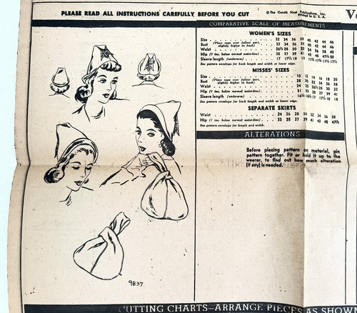 Vintage Original Vogue 9837 BERET Hat Cap & Bag Purse FF Sewing Pattern One Size - Picture 9 of 10