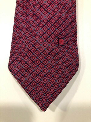 *** ROTE KRAWATTE GEMUSTERT 100% SEIDE PIERRE BALMAIN VINTAGE SEHR GUTER ZUSTAND ***