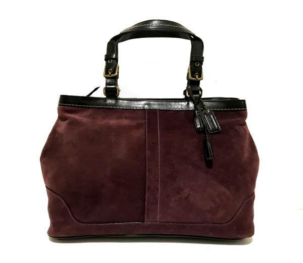 NEW Coach Hamilton Eggplant Purple Suede Leather XL Carryall Tote