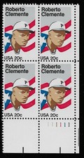 US Scott #2097, Plate Block #111111 1984 Clemente 20c FVF MNH Lower Right