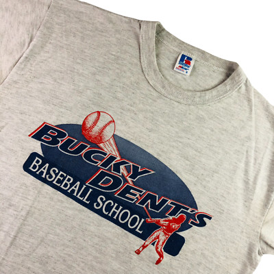 VTG Bucky Dents Baseball School Single Stitch T-Shirt Gray   USA   Small