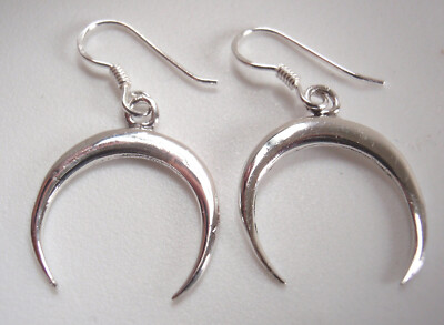 Crescent Moon Dangle Earrings 925 Sterling Silver Corona Sun Jewelry