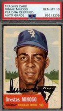 Minnie Minoso Gem Mint 10 PSA DNA Signed 1953 Topps Autograph