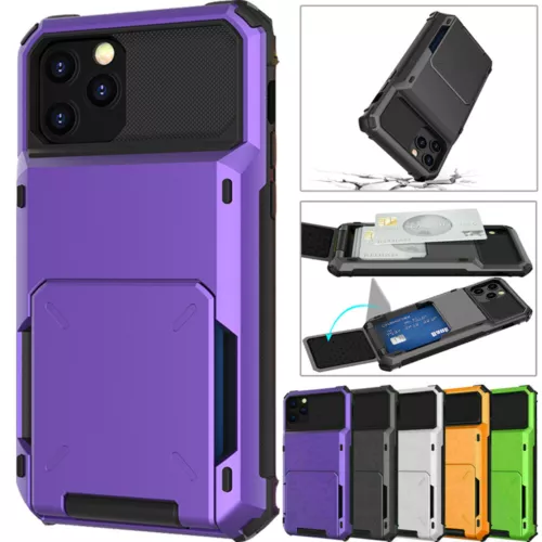 Heavy Duty Armor Wallet Card Holder Case For iPhone 16e 15 14 11 12 13 Pro Max