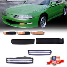 4pcs Combo Smoked Front Bumper Led Marker Signal Lights For 92-96 Honda Prelude