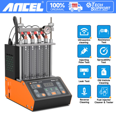 #ad ANCEL ANJ400 Petrol Fuel Injector Cleaner Tester Machine Ultrasonic Cleaning $311.99