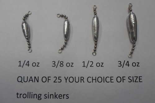 QUAN OF 25 TROLLING SINKERS BEAD BALL CHAIN 1/4,3/8,1/2,3/4 OZ - Picture 4 of 5