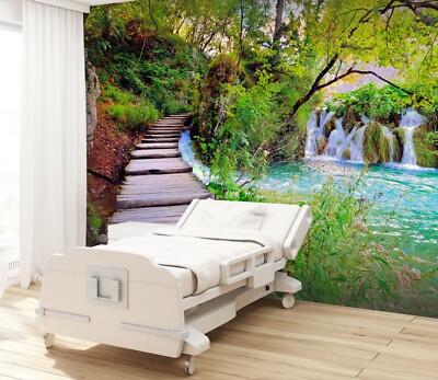 3D Bridge River 30586NA Business Wallpaper Wall Mural Self-adhesive Commerce Fay