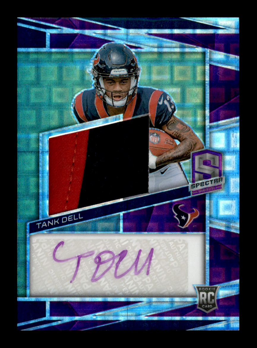2023 Panini Spectra Tank Dell Purple Neon Patch Auto RC Rookie 21/30 #228 Texans