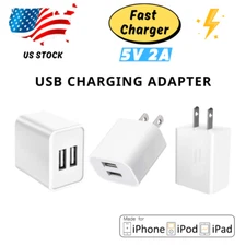 Dual Port USB Fast Wall Charger Block 5V 2A Power Adapter Cube For iPhone iPod