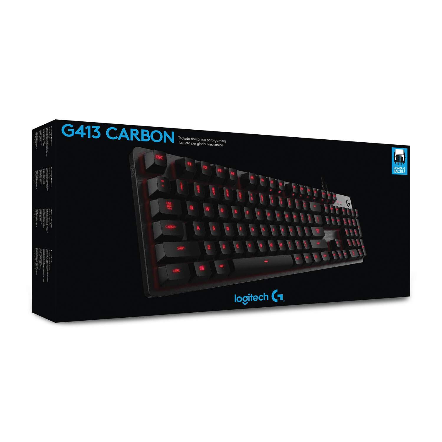 Logitech G413 Backlit Mechanical Gaming Keyboard with USB Passthrough &ndash; Carbon
