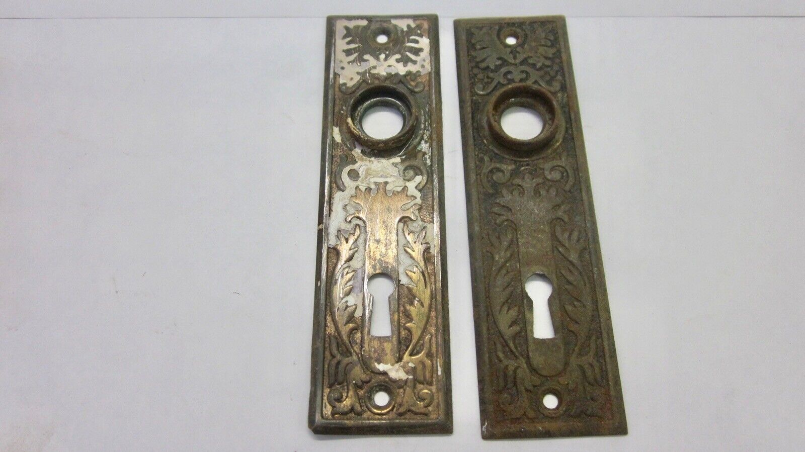 Pair Antique / Vintage  Matching Pressed Steel  Door Knob Backplates  