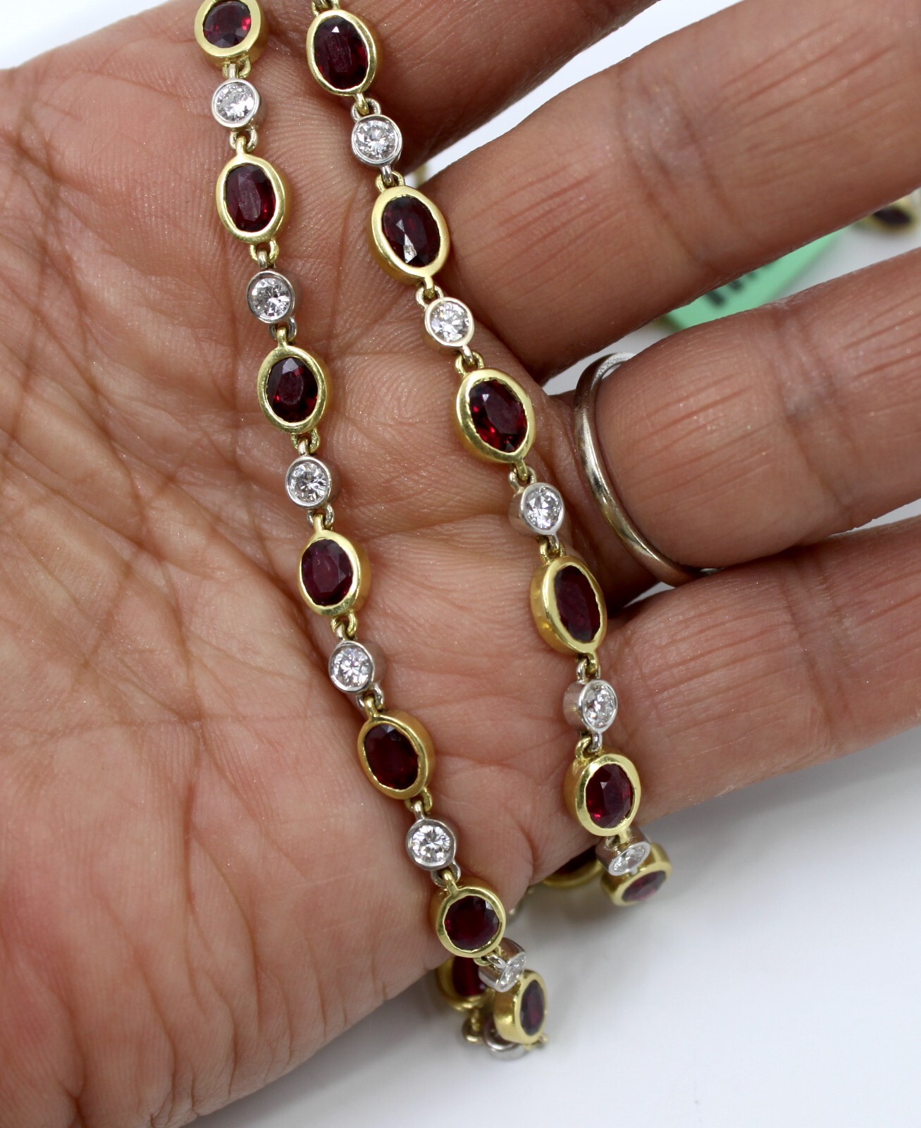 17k Solid Yellow & White Gold Ruby & Diamond Tenn… - image 15