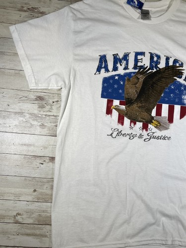 American Flag Men’s White T-Shirt Short Sleeve Patriotic Size Large NEW - Picture 7 of 11