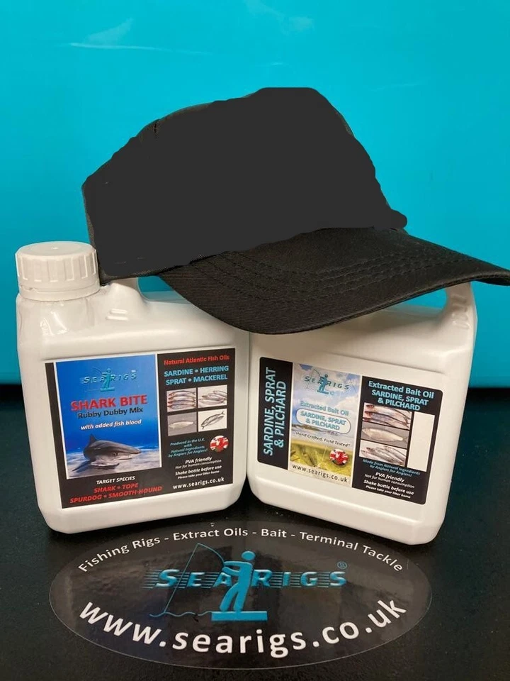 Searigs 100% Pure Fish Oil 2 x 1ltr Top Attractant For Sea Fishing + Sports Cap - Image 2 of 4