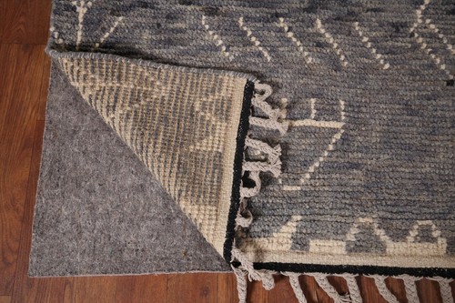 Abstract Charcoal Moroccan Living Room Rug 6x9 Wool Hand-knotted Oriental Carpet - Picture 8 of 18