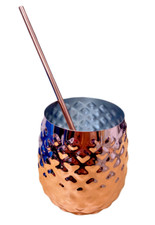 Copper Pineapple/Cocktail S/St Cup 44cl/15.5oz,with Copper Plated Straw