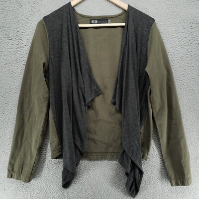 Jet John Eshaya Open Front Cardigan Jacket Womens M/L Drape Green Gray Stretch