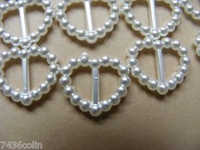 10 Packs of Paper Cellar Ivory Beaded Heart Buckles 15 per pack WD025