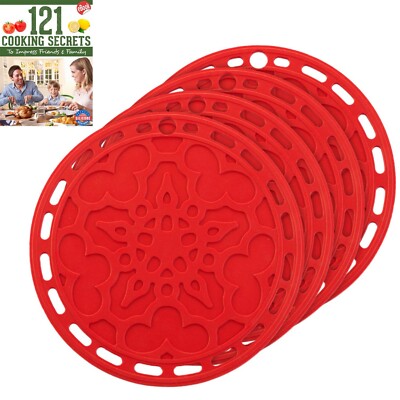 Multi-purpose Silicone Thanksgiving & Christmas Trivet & Hot Pads, Set of 4
