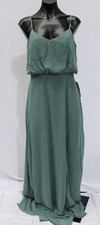 Birdy Grey Women's Gwennie Chiffon Bridesmaid Dress CD4 Sea Glass Medium NWT