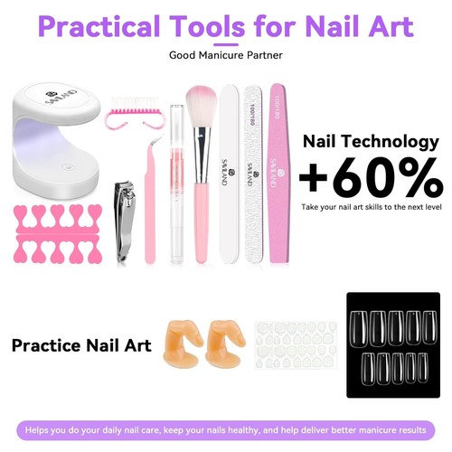 Professional Acrylic Nail Set with Drill, Polish & Portable UV Lamp - 12 Pcs - Picture 10 of 11