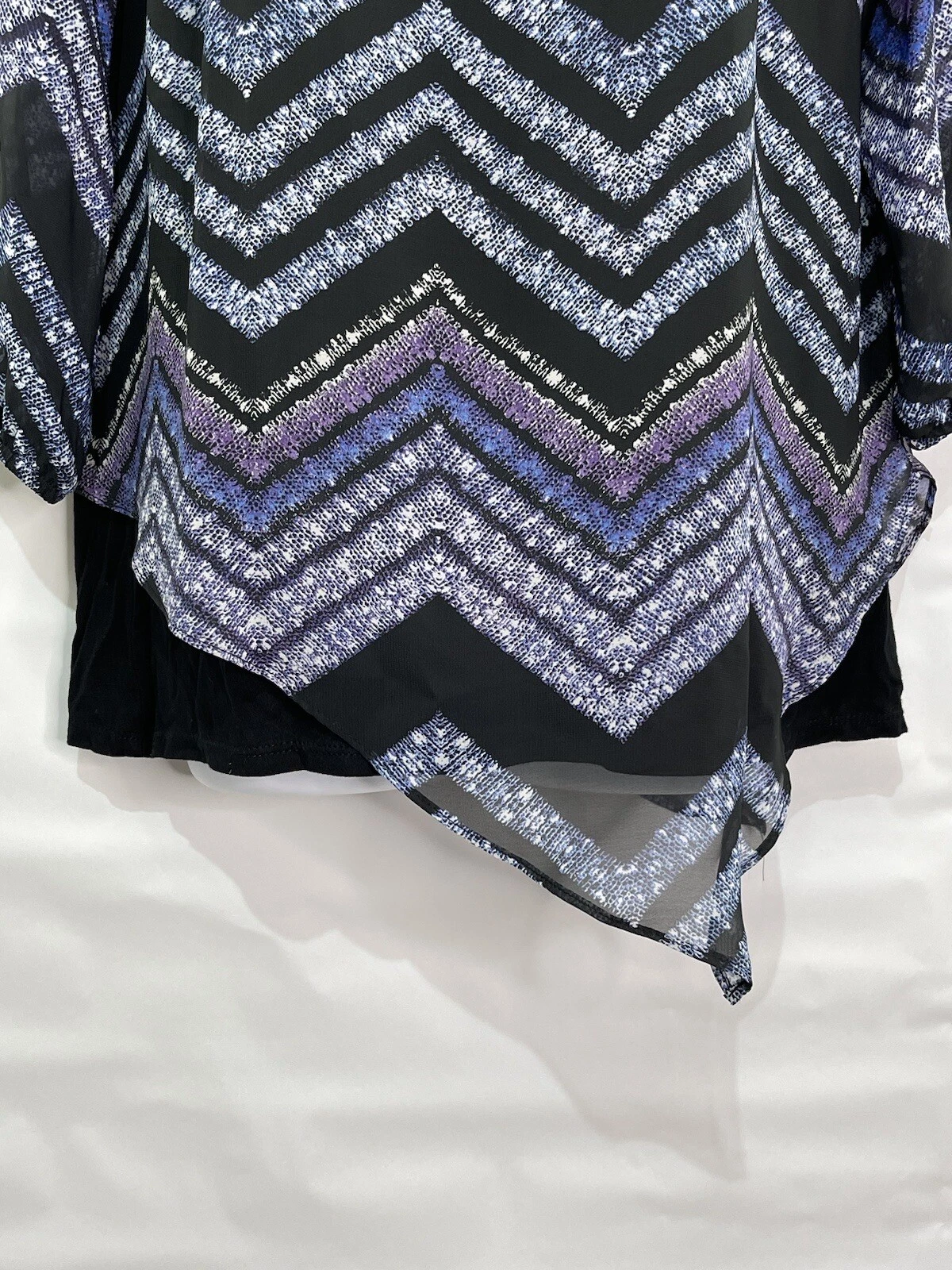 ALYX Camicia Donna Taglia M Nera Chevron Asimmetrica Strato Manica 3 4