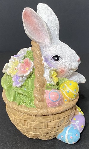 Hodao 2 PCS Easter Bunny Decorations Spring Flower Basket Bunny Figurines - Picture 5 of 14