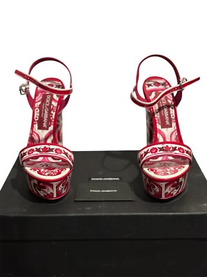 Dolce & Gabbana Maiolica Mediterranean Printed High Block Heel