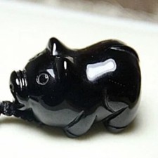 Obsidian Pig Pendant Natural Black Gifts for Women Jewelry Necklace Necklaces