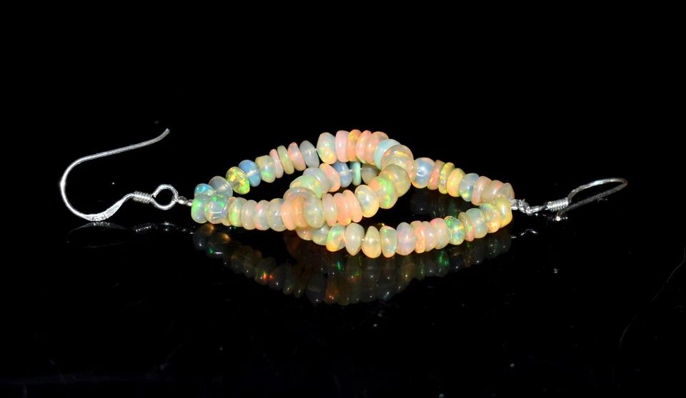 Ethiopian Opal Gemstone Beads Earrings 925 Sterling silver earrings Jewelry - Image 4 of 4