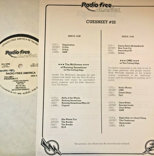 RADIO SHOW: RADIO FREE AMERICA #22 INTERVIEWS w/BURNING SENSATIONS, OMD; D-DAY - Picture 1 of 3