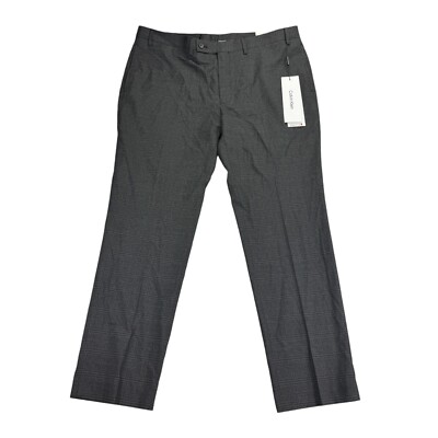 Calvin Klein Mens Jerome X Slim Fit Plaid Dress Pants Charcoal Gray Blue  40x30