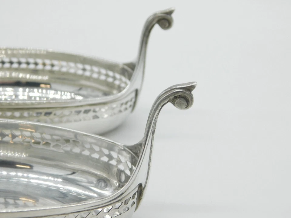 Par de salinas antiguas de plata esterlina con forma de barco vikingo novedad 1927 decoración Foto 4 de 4