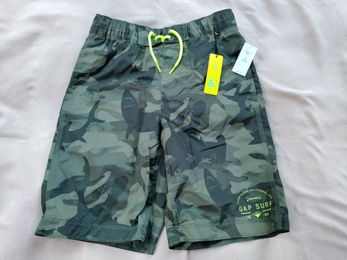 NWT Gap Kids CAMO SHARK Swim Trunks Board Shorts Boys Size Youth L