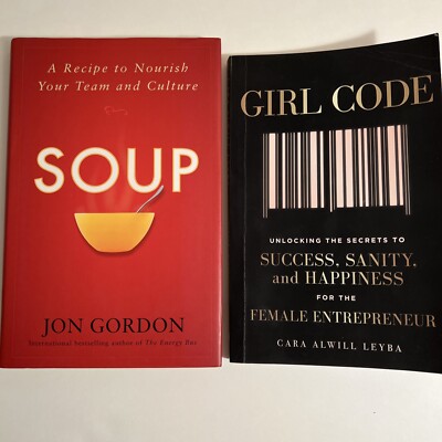 Soup (Jon Gordon) Like New + Girl Code (Cara Leyba) Some Writing, Nice Set