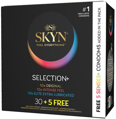 SKYN Selection latexfreie Kondome Vortailssets 30 Stk + SKYN 5 Senses, Verhütung