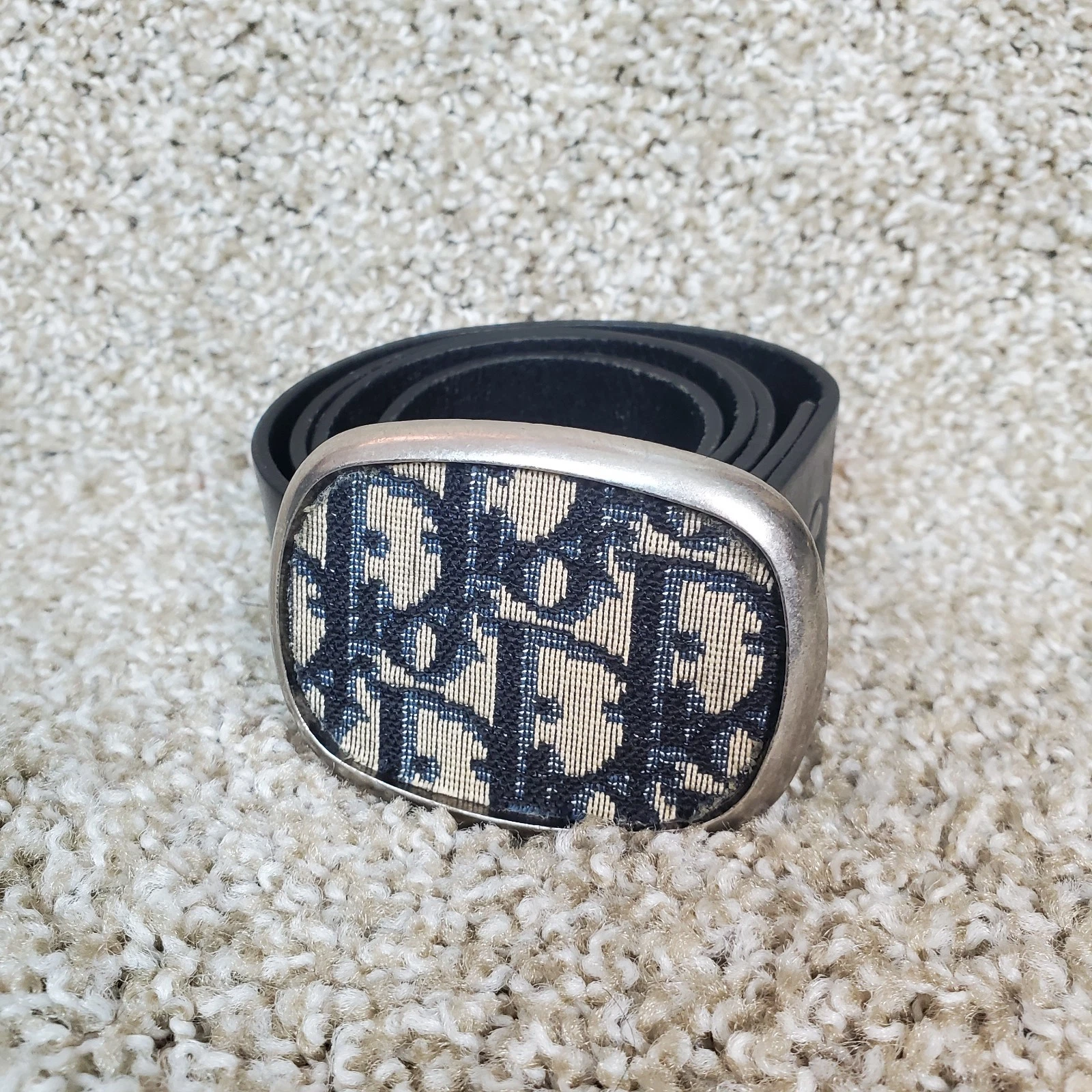 Ceinture noire à boucle Remake DIOR Campus Land occasion taille 32 34 fabriquée aux USA 