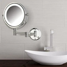 JERDON Lighted Wall-Mounted Makeup Mirror - Direct Wire Magnifying Mirror wit...