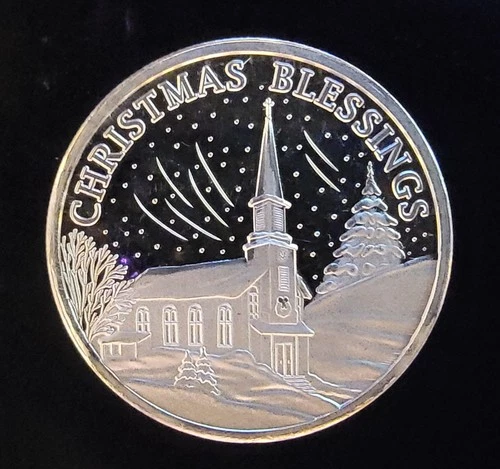 Christmas Blessing Church Snowflake Vtg Bullion-0.999 Silver 1 Oz Art Coin Round